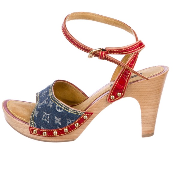 Louis Vuitton Women's Denim Sandals sz 39.5 - Picture 3 of 11